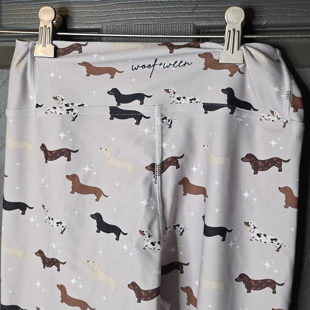 Woof & Ween Light Gray Dachsund Print Leggings Sz Small - Picture 5 of 5